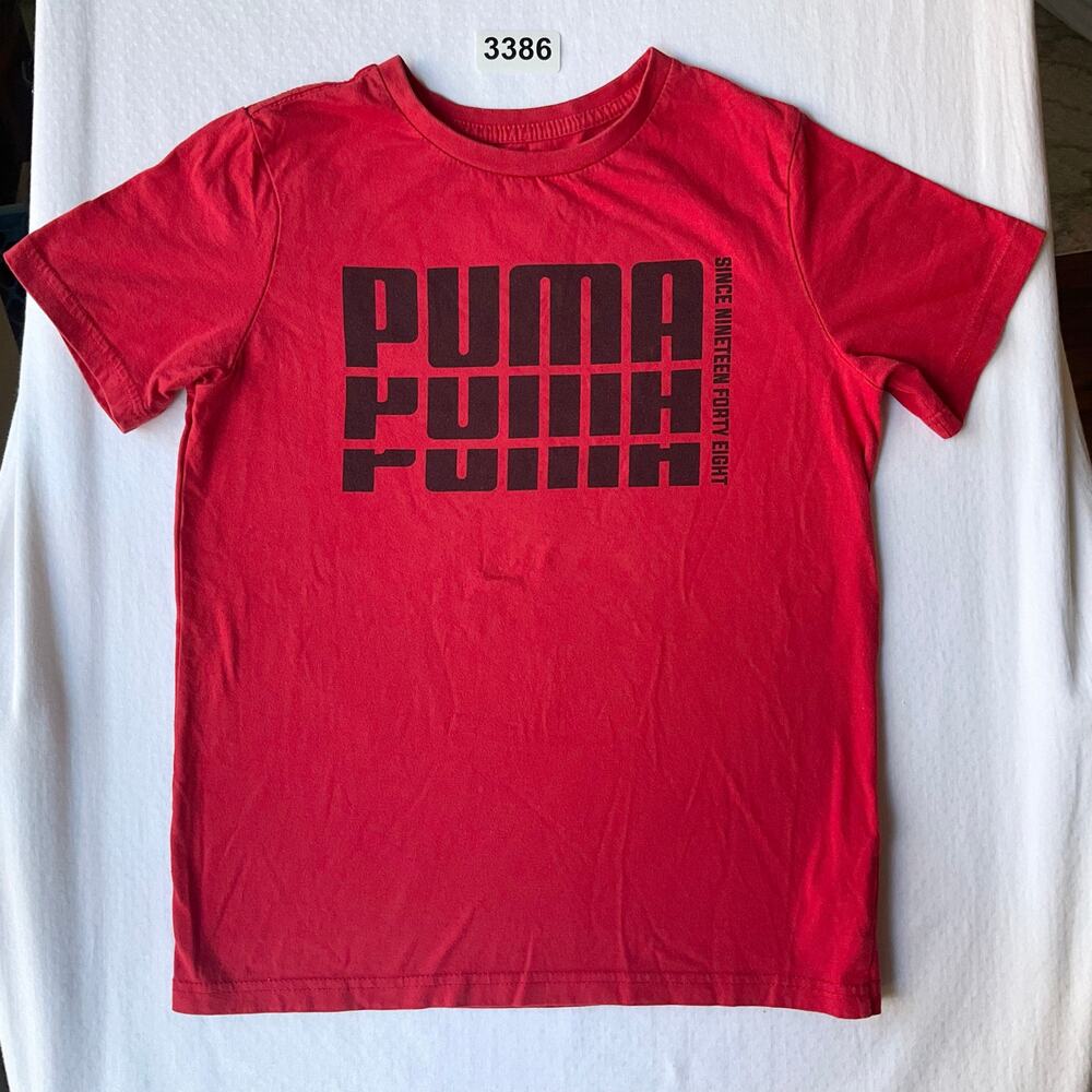 PUMA Kid’s Short Sleeve Stretchy T-shirt Size M US (10-12), Red